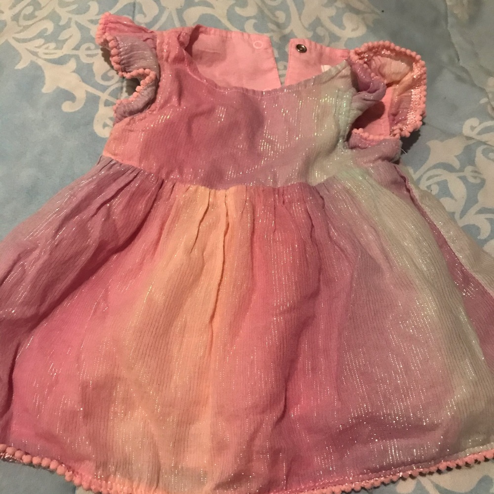 Baby girl pink rainbow summer dress.